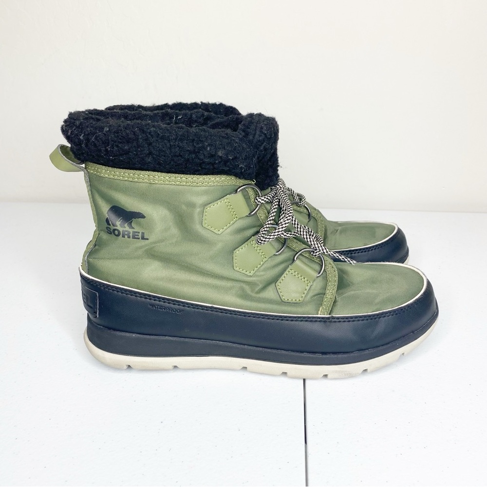Sorel Explorer Carnival Boots Hiker Green Waterproof Size 10